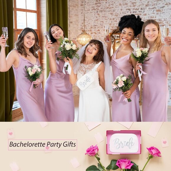 Elegant White Bride Fanny Pack with Silver Glitter Lettering, Water-Resistant Ny - Picture 6 of 6